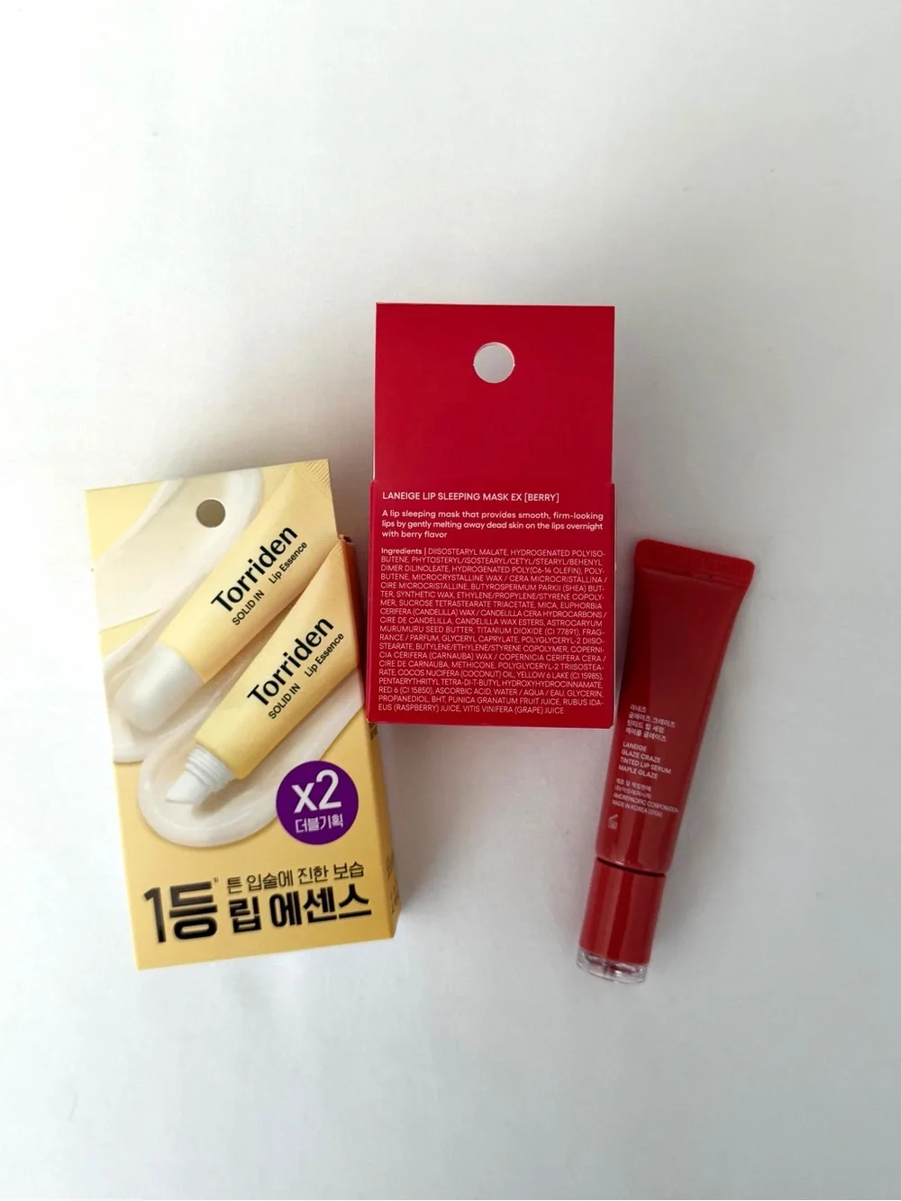 LIP bundle💄 Laneige lip sleeping mask, Laneige maple glaze, Torriden lip essence